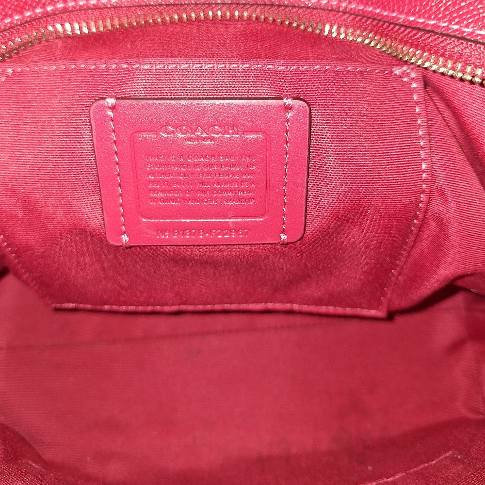 Coach Red Saffiano Leather Small Tote - Picture 4 of 7
